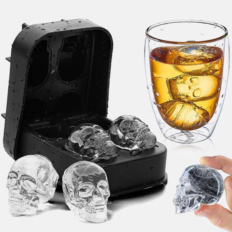Molde de Silicone para Gelo Kit de Formas Caveira 3D White Skull - Bom Preço