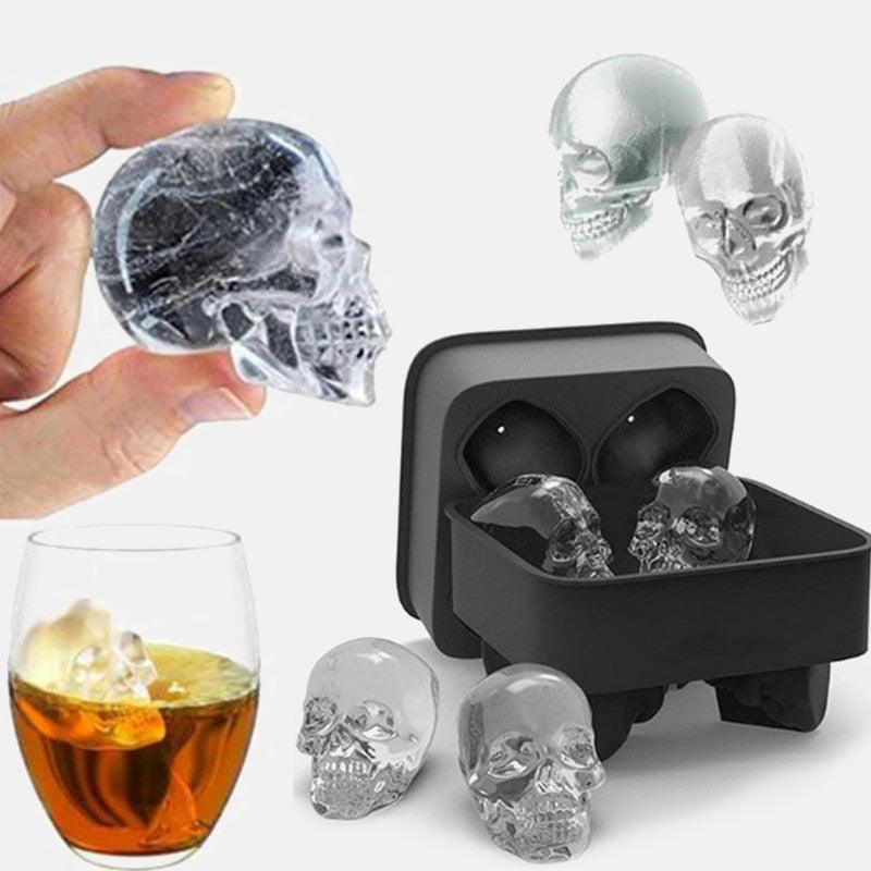 Molde de Silicone para Gelo Kit de Formas Caveira 3D White Skull - Bom Preço